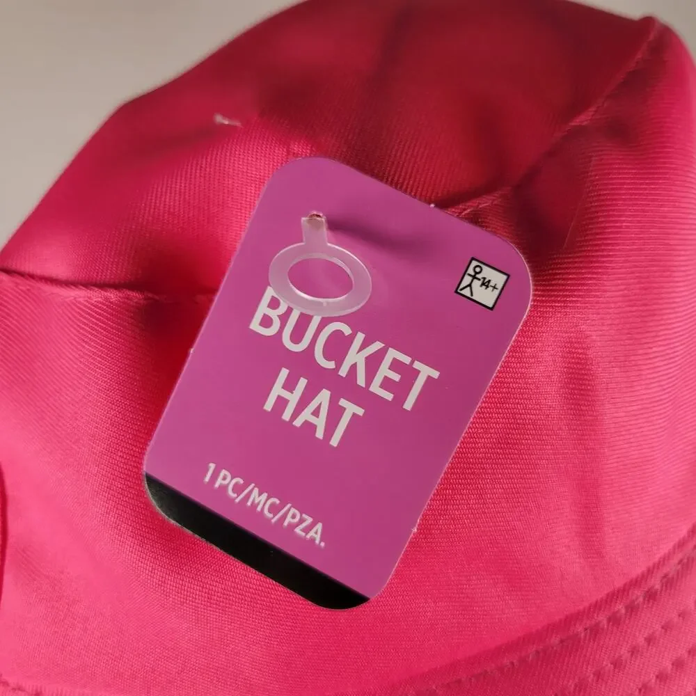 Pink Bucket Hat Adult Novelty Cap Lightweight Solid Color Summer Sun Unlined